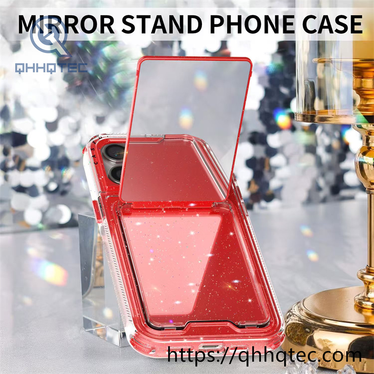 women makeup mirror shiny pop case