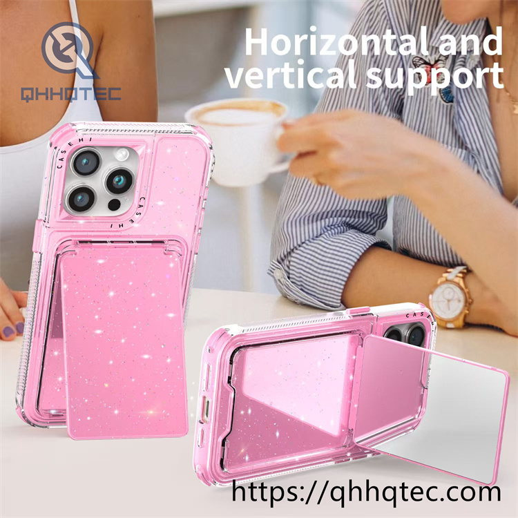 women makeup mirror shiny pop case