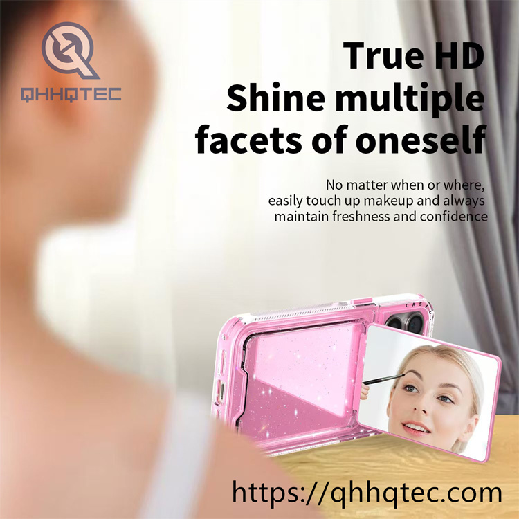 women makeup mirror shiny pop case