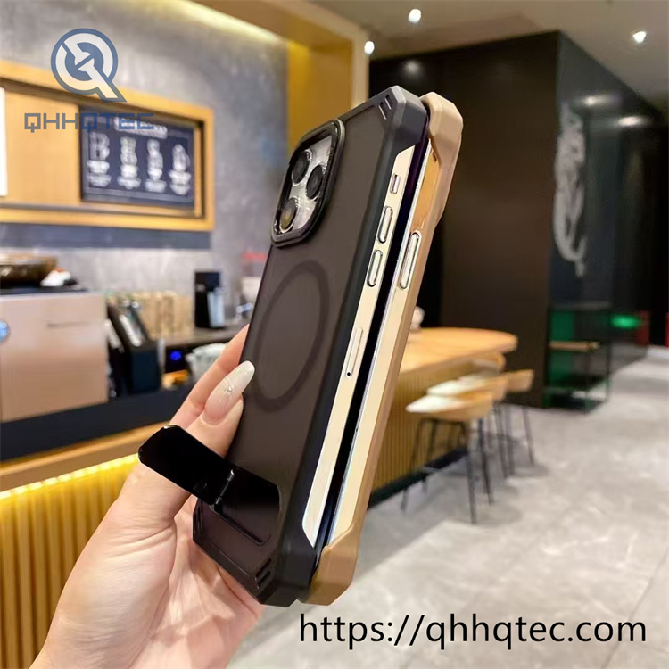 four corner anti fall one line bracket magnetic mobile phone case