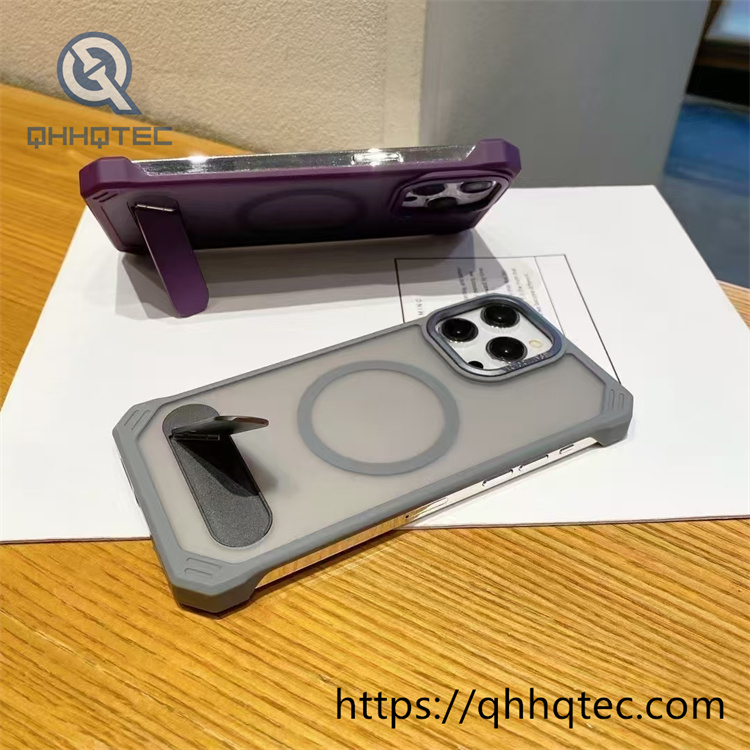 four corner anti fall one line bracket magnetic mobile phone case