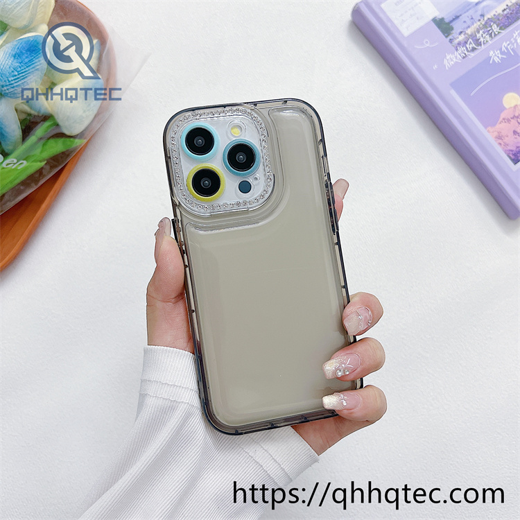 fine hole transparent diamond frame bubble phone case