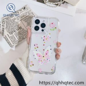 phantom three in one diamond butterfly flower mobile phone case