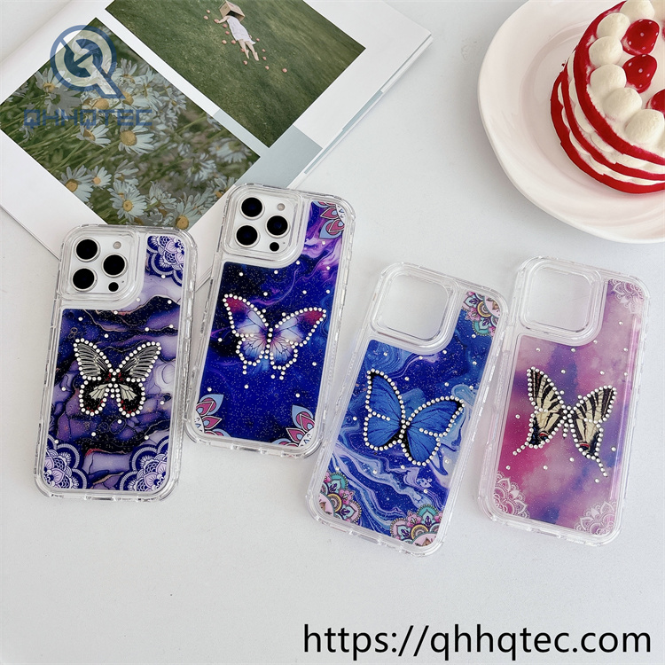 new 3 in 1 mobile phone case with painted glue and diamonds