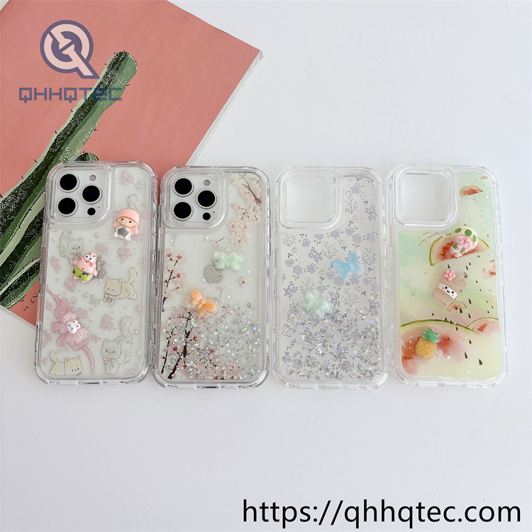 colorful painted glue three in one mobile phone case