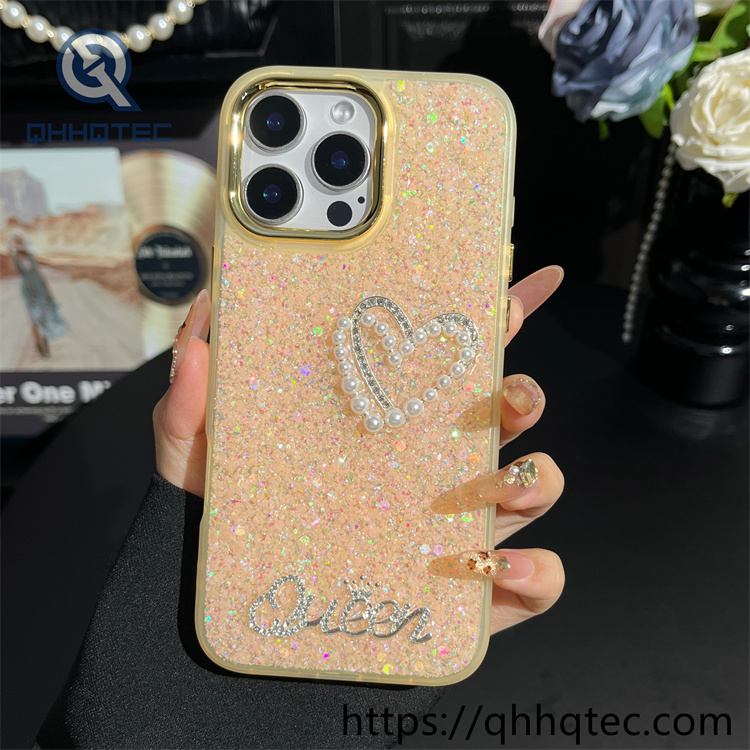 pearl love 2 in 1 full glitter phone case