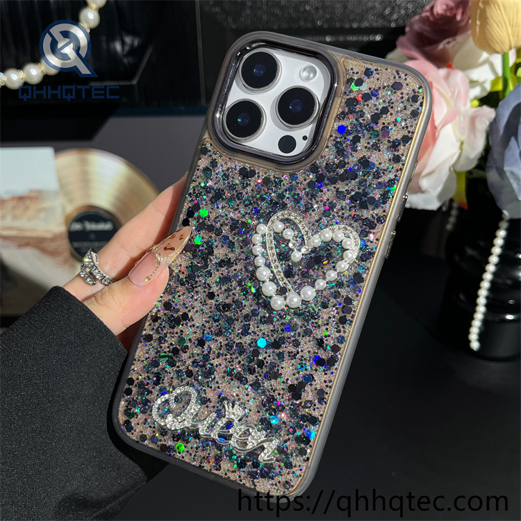 pearl love 2 in 1 full glitter phone case
