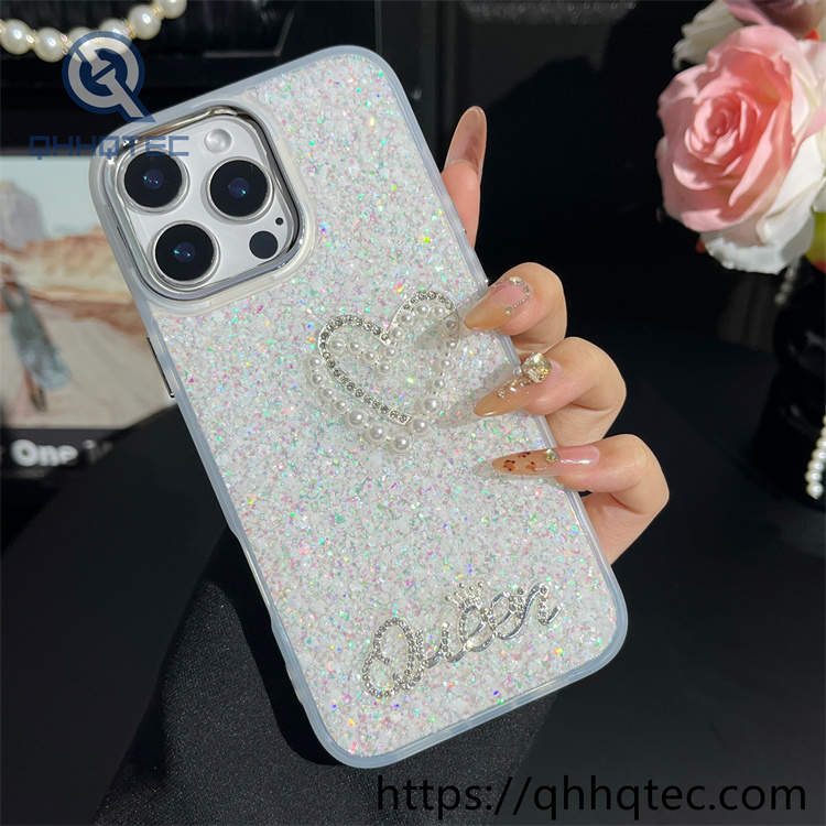pearl love 2 in 1 full glitter phone case