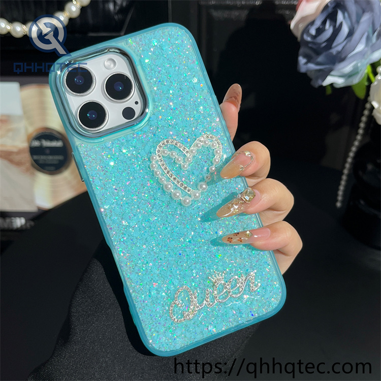 pearl love 2 in 1 full glitter phone case