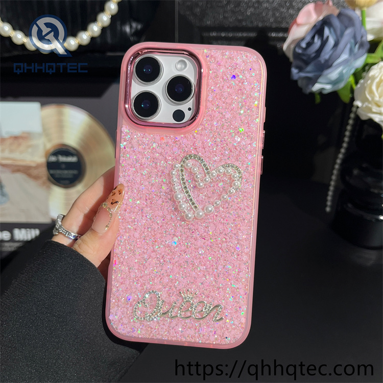 pearl love 2 in 1 full glitter phone case