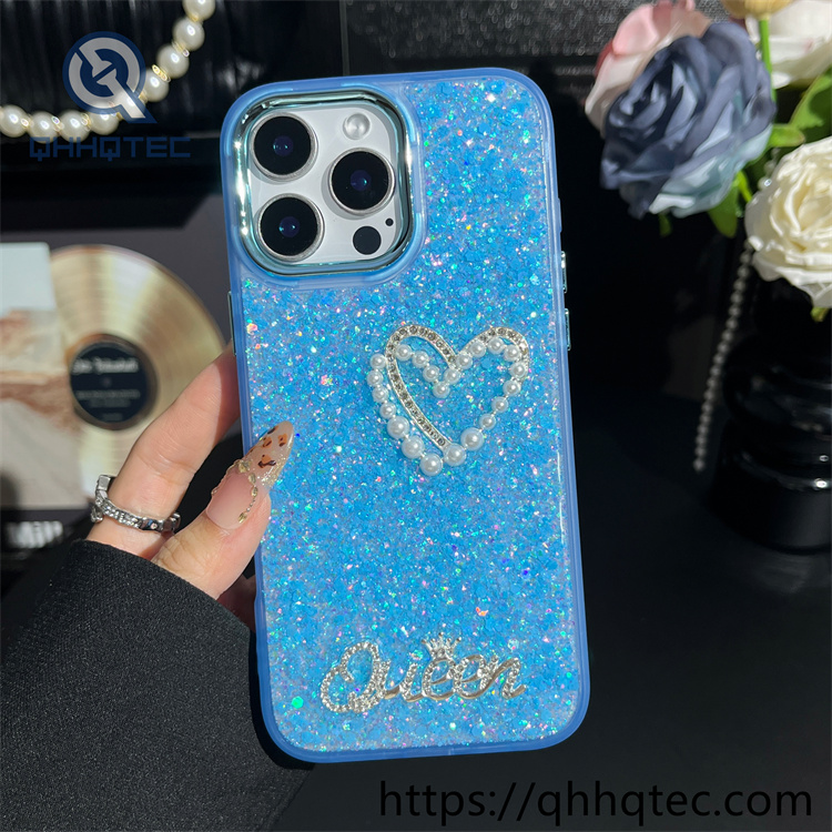pearl love 2 in 1 full glitter phone case