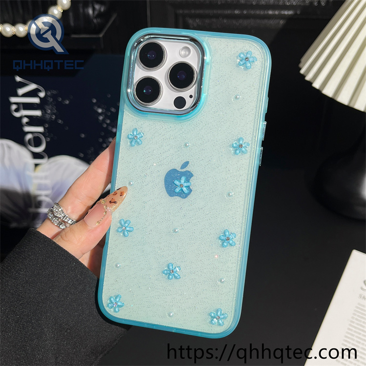 colorful flowers 2 in 1 glitter transcase