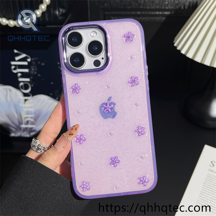 colorful flowers 2 in 1 glitter transcase