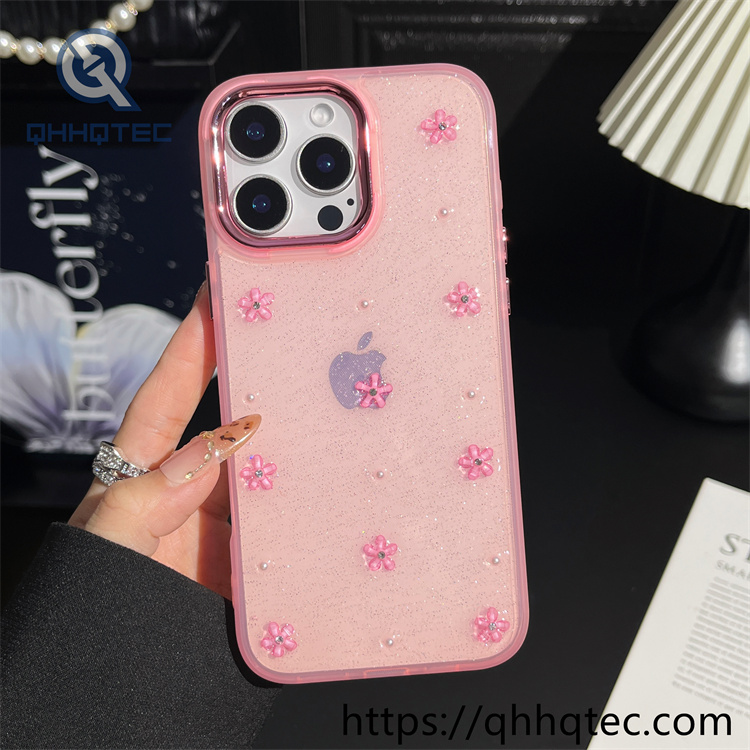 colorful flowers 2 in 1 glitter transcase