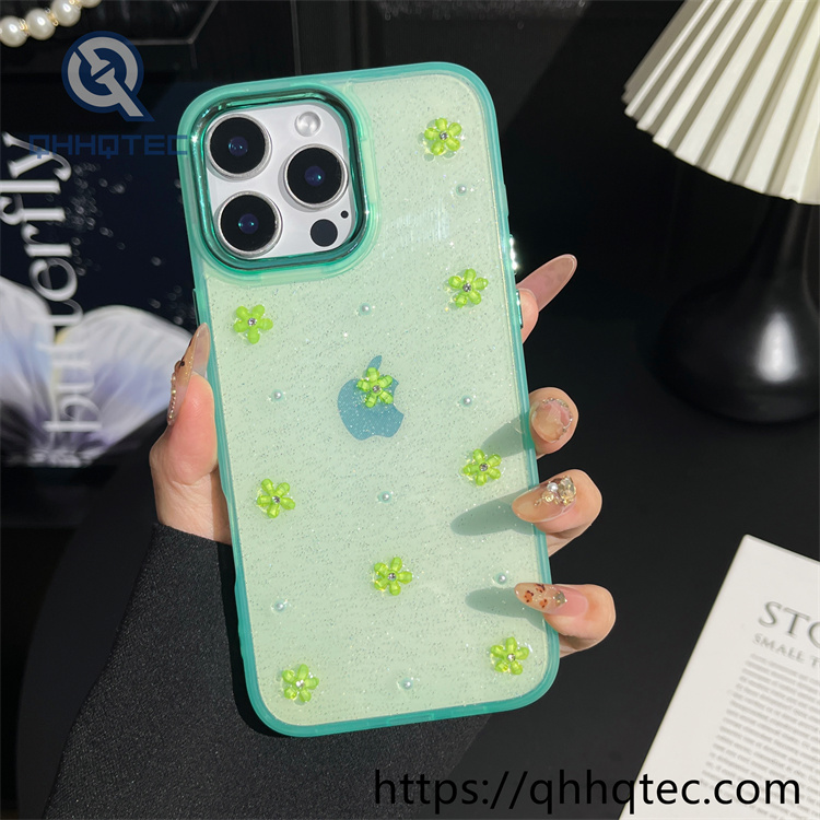 colorful flowers 2 in 1 glitter transcase