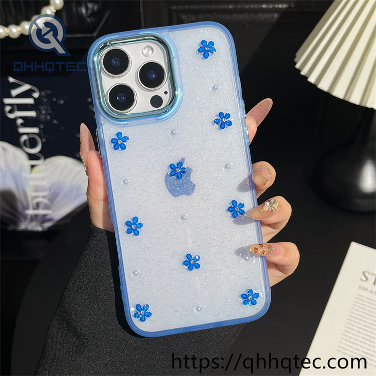 colorful flowers 2 in 1 glitter transcase