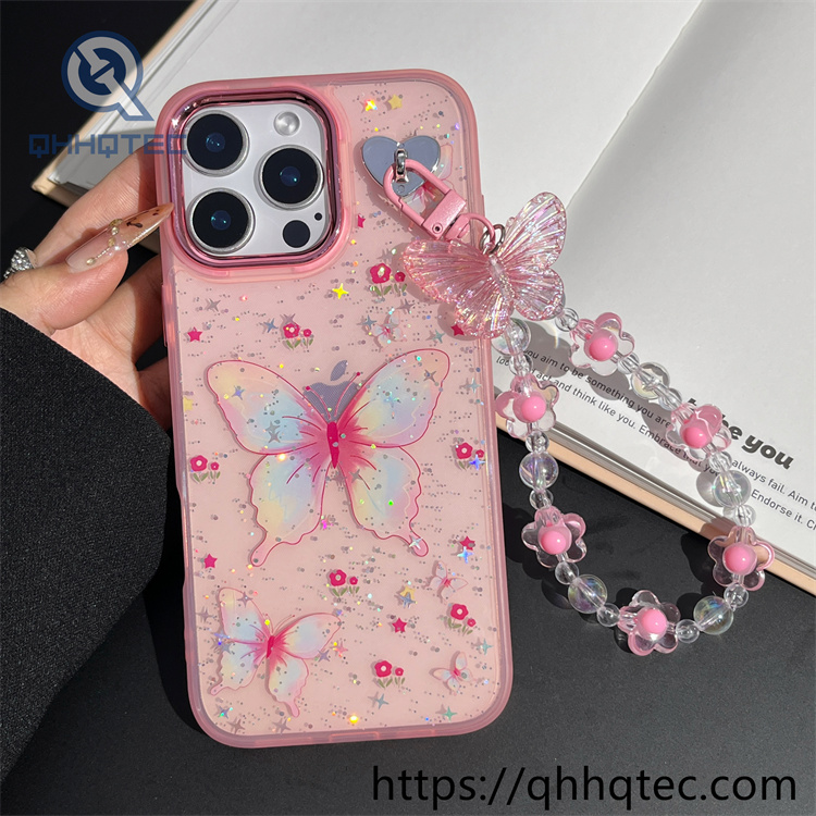 colors paintings 2 in 1 case with butterfly pendant