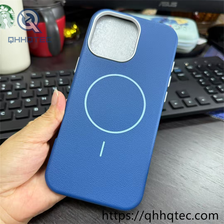 leather grain circle magnetic case