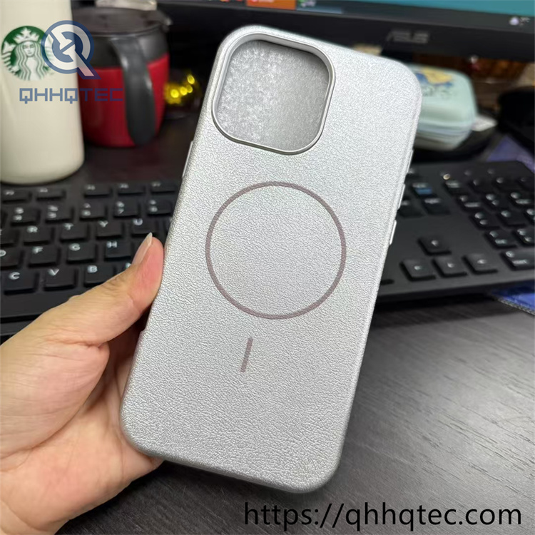 leather grain circle magnetic case