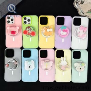 candy color magsafe case with animal bracket