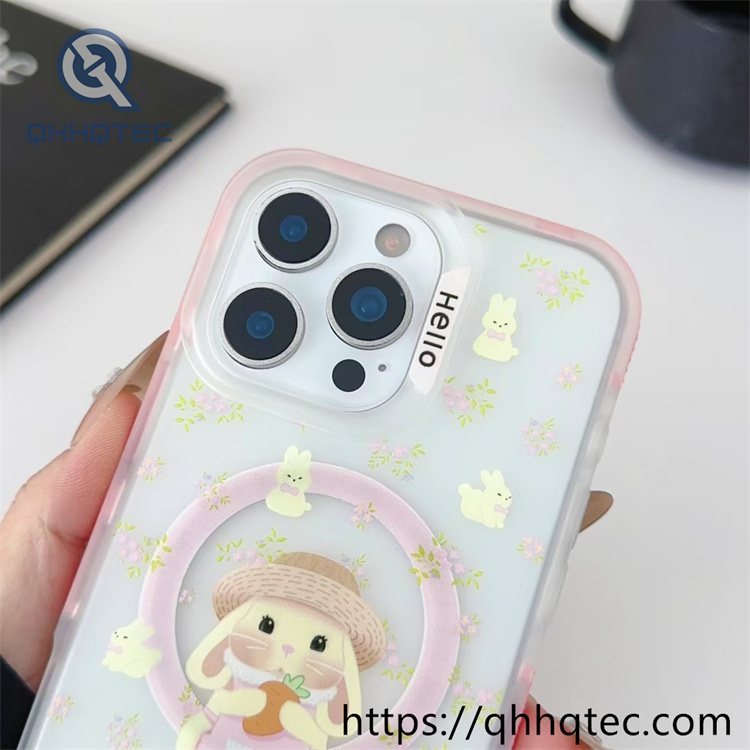 cartoon kitty transparent 2 in 1 magnetic case