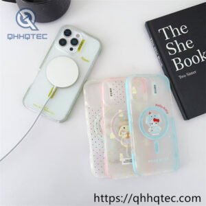 cartoon kitty transparent 2 in 1 magnetic case