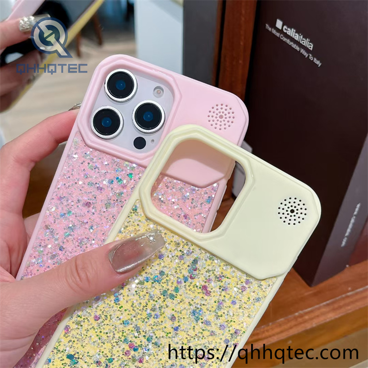 leather glitter rainbow sharp eyes phone case