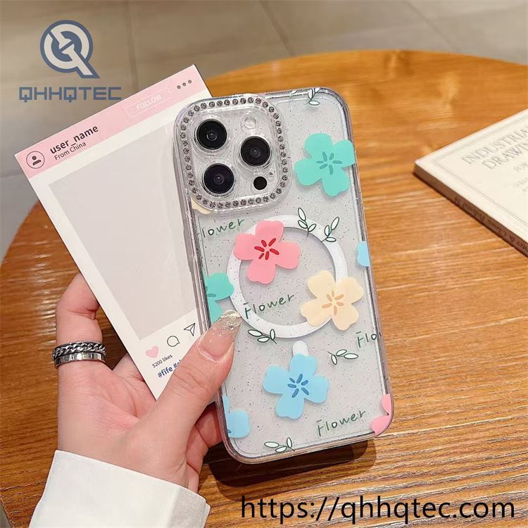 flowers surround magnetic circle 360 case