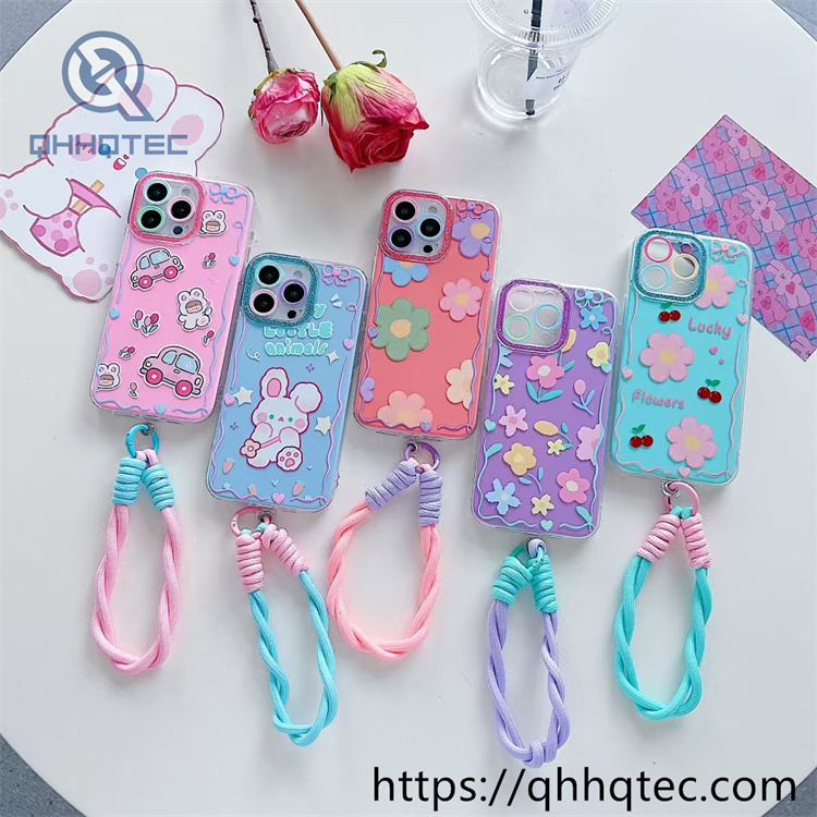 animal flowers 2 in 1 360 case with lanyard