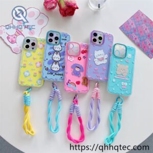 animal flowers 2 in 1 360 case with lanyard