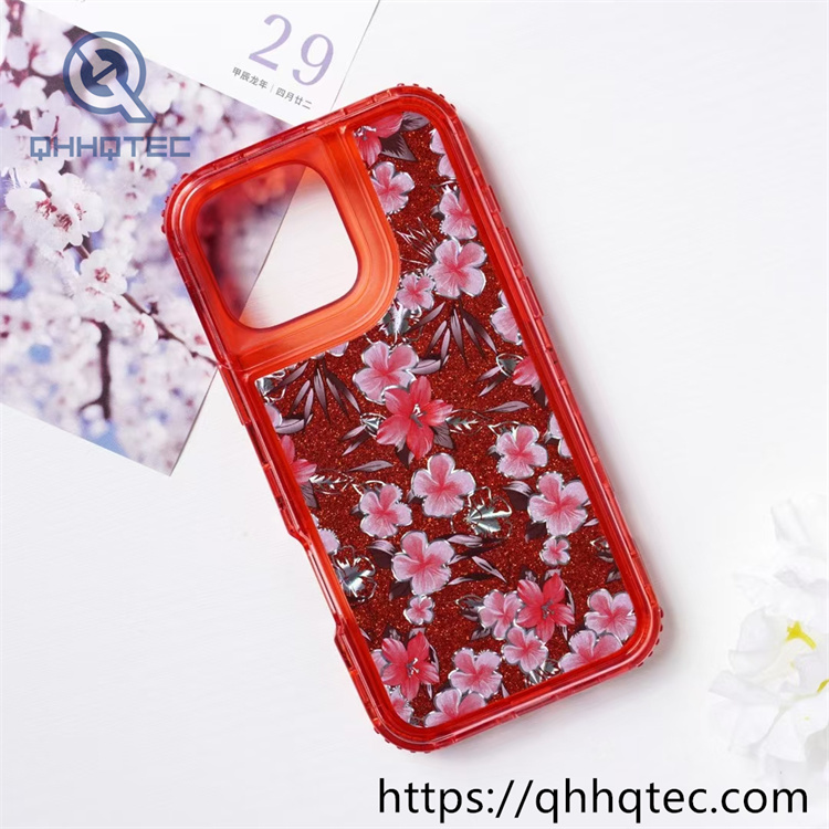 colorful frames flowers 3 in 1 glitter case
