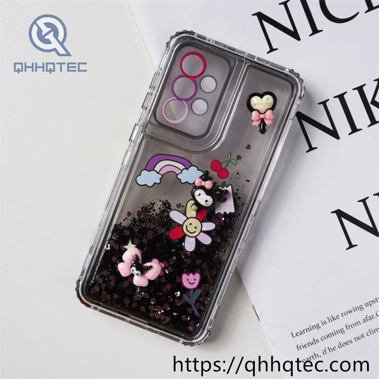 sequins quicksand 3 in 1 case with decoration