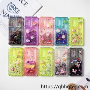 sequins quicksand 3 in 1 case with decoration