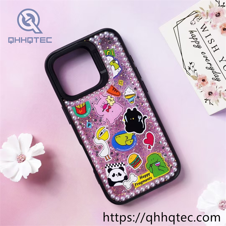 transaprent glitter 2 in 1 case pearl frame