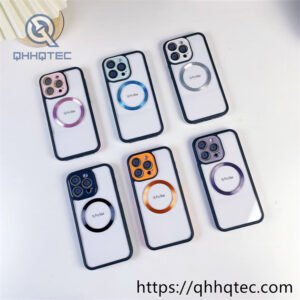 transparent magnetic phone case with anti slip edge strips