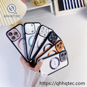 transparent magnetic phone case with anti slip edge strips