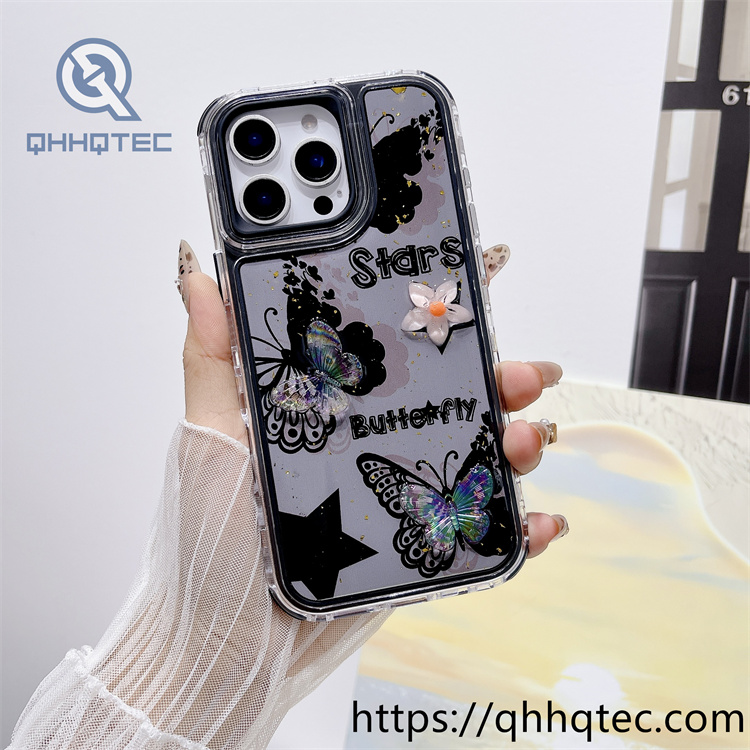 colorful 3 in 1 paintings phone case flower decoration