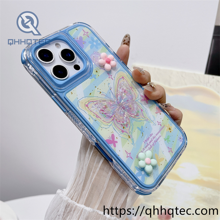 colorful 3 in 1 paintings phone case flower decoration