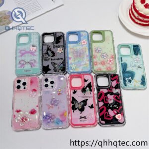 colorful 3 in 1 paintings phone case flower decoration