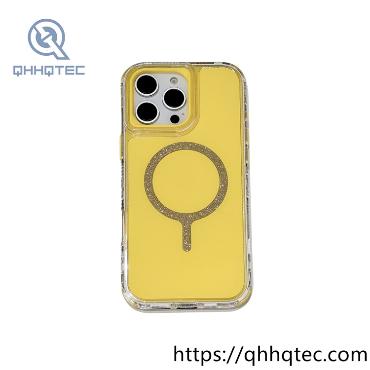 solid color glitter magsafe circle 3 in 1 phone case