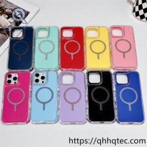 solid color glitter magsafe circle 3 in 1 phone case