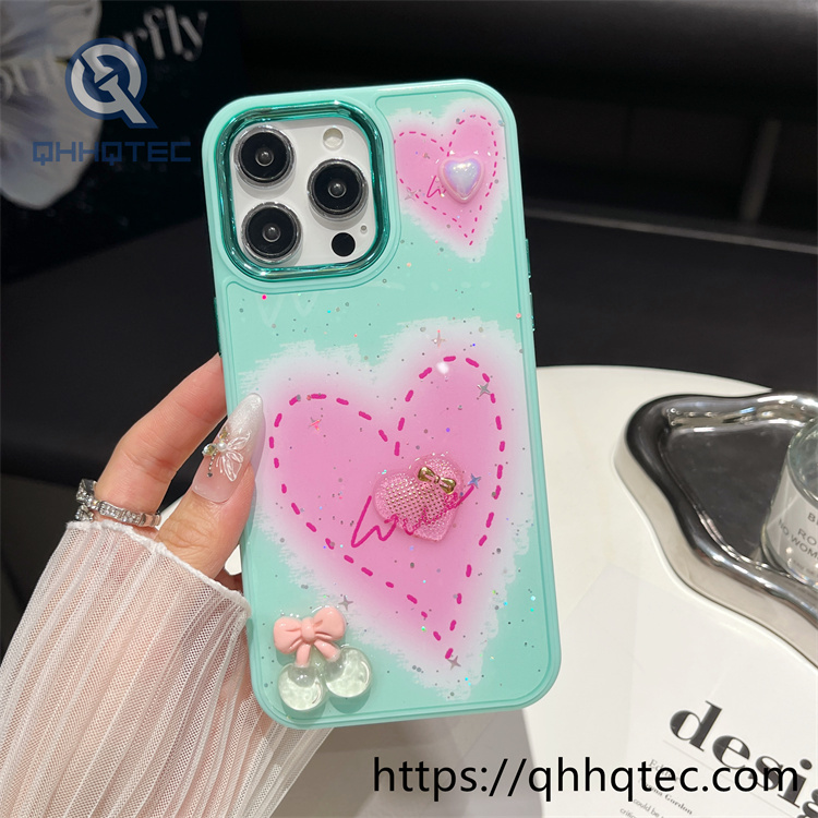 colorful pattern phone case metal len frame