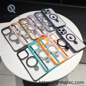 transparent phone case with hexagonal metal bracket (复制)