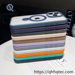 transparent case with round metal rotation bracket
