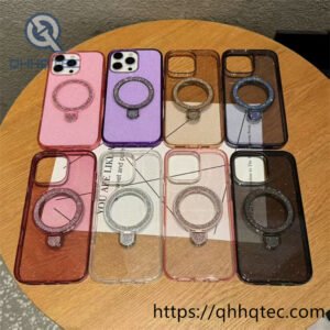 glitter lotus leaf phone holder transparent case