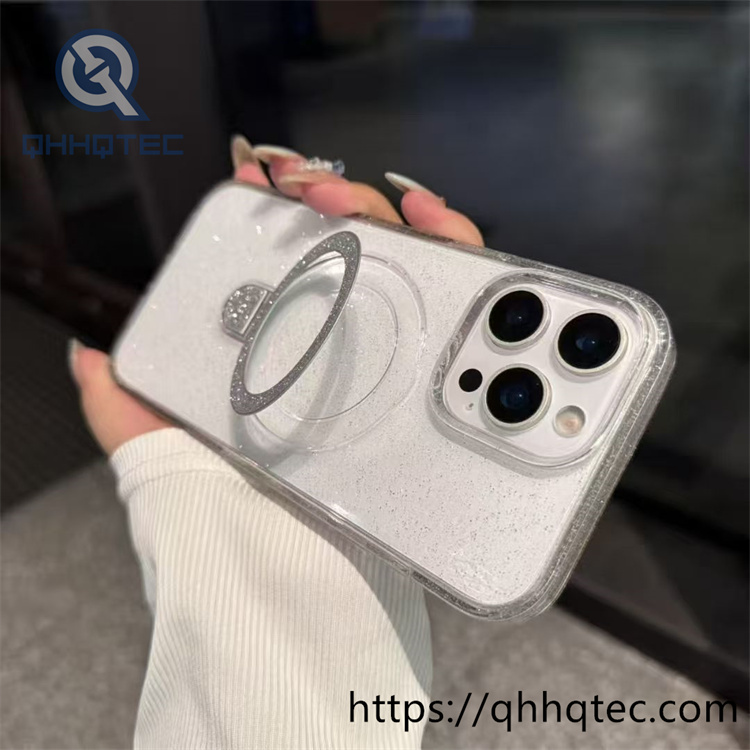 glitter lotus leaf phone holder transparent case