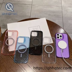 clear shinning magentic case with holder camera