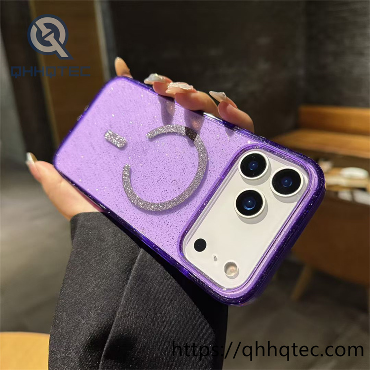 shinning powder magnetic clear cover case