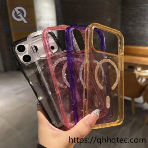 shinning powder magnetic clear cover case