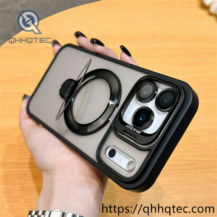 skin texture double bracket magnetic case